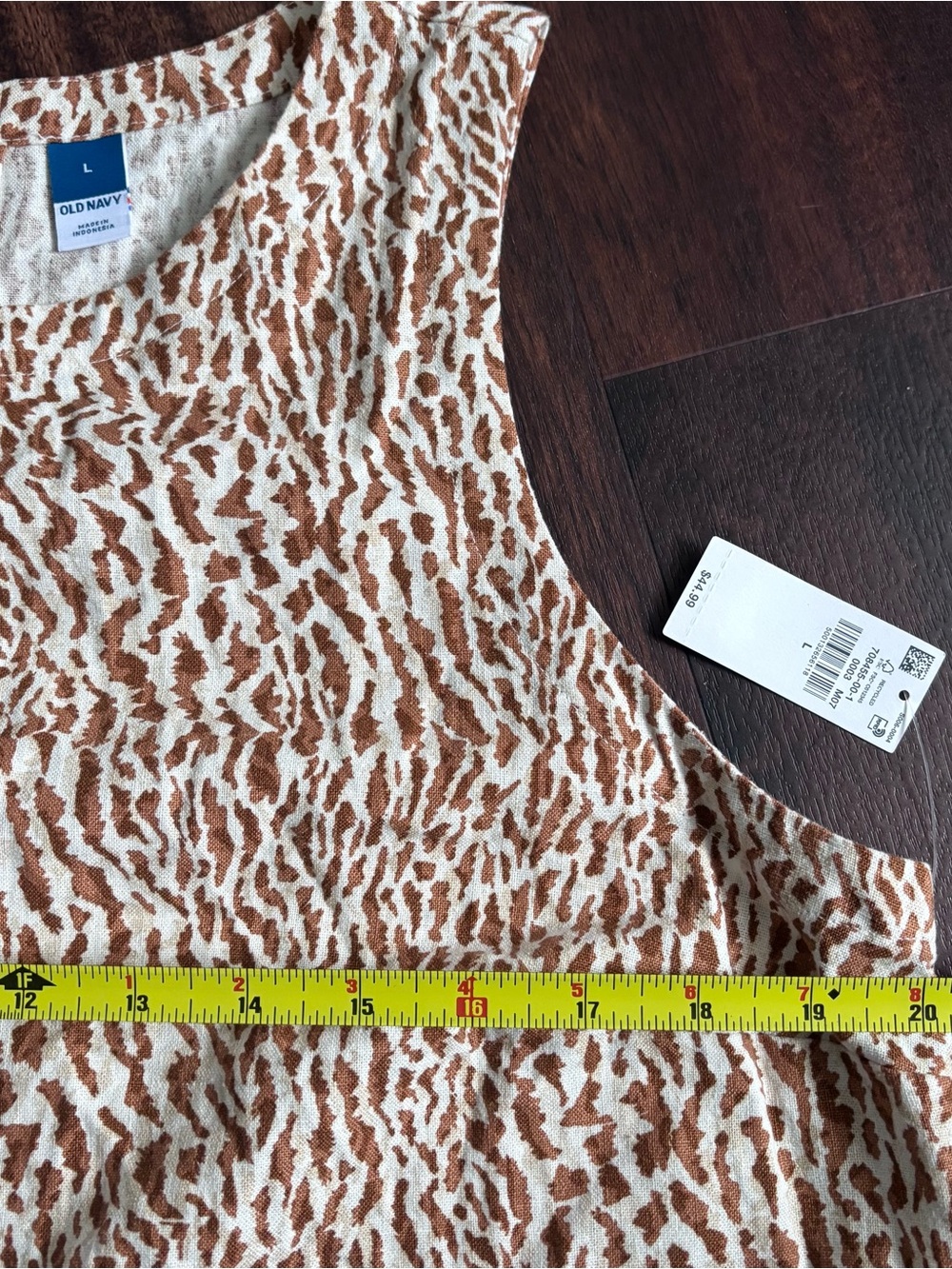Old Navy Sleeveless animal Printed Shift Dress linen blend size L nwt - Picture 4 of 5